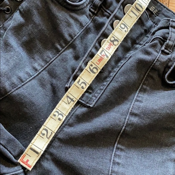 asymmetrical black button fly cropped lace up jeans - Picture 13 of 16